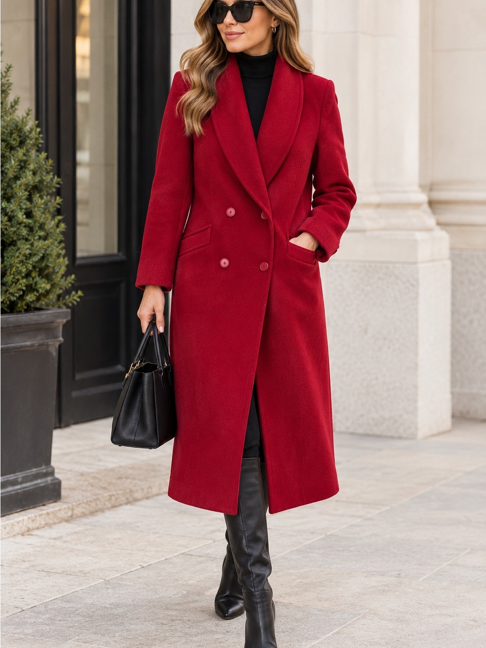 Forecaster of Boston Vintage Red Double-Breasted 100% Wool Coat size 6